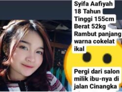 Pamit ke ATM, Gadis Cantik Asal Bandung Syifa Aafiyah Sudah Sepekan Hilang