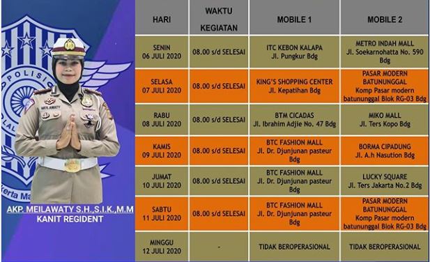 Jadwal SIM Keliling Kota Bandung Senin 6 Juli - 12 Juli 2020