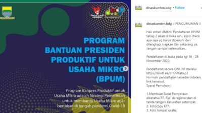 link pendaftaran BLT UMKM kota Bandung Tahap 2
