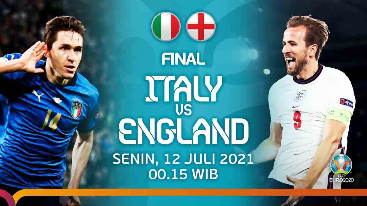 link live streaming Inggris vs Italia, Prediksi, SKor H2H, Siaran Langsung Final Euro 2020