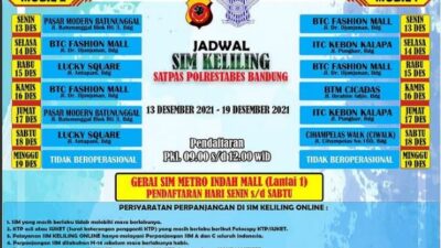JAdwal SIM Kliling Polrestabes Bandung