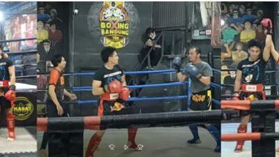 Kurang dari 2 Menit, Jefri Nichol Jatuhkan KO Nietizen Keanu di Thai Boxing Bandung