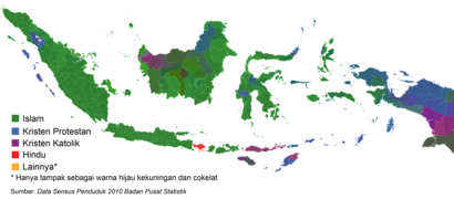 Peta persebaran agama di Indonesia